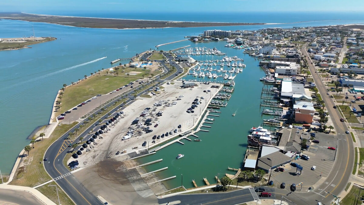 Dennis Dreyer Municipal Harbor in Port Aransas, Texas — the working harbor where the charter fleet docks